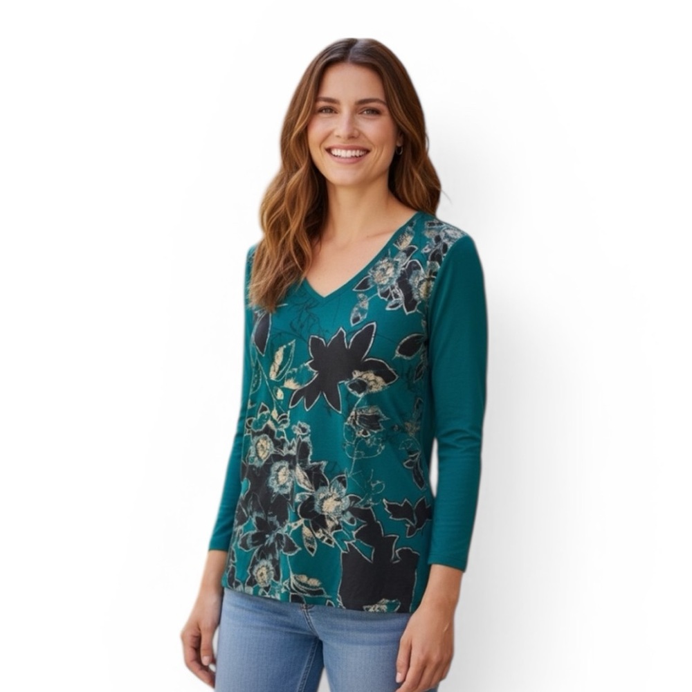 Tahari Green and Silver Top Size SP
